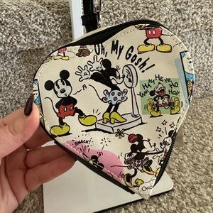 Disney Heart-Shaped Mickey and Minnie Cartoon Print Coin Purse